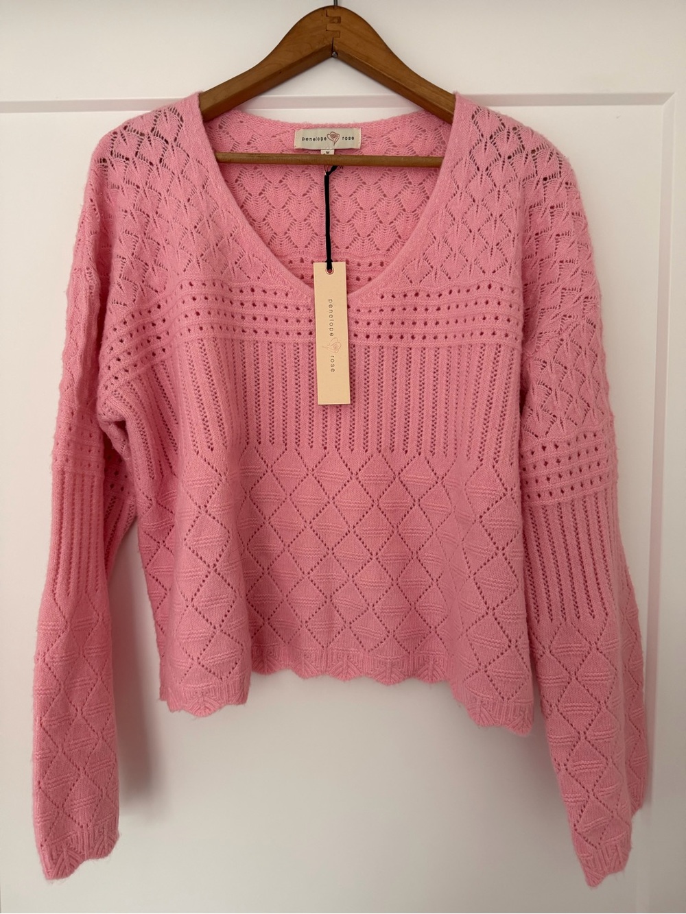 Pink V-Neck Knit Sweater